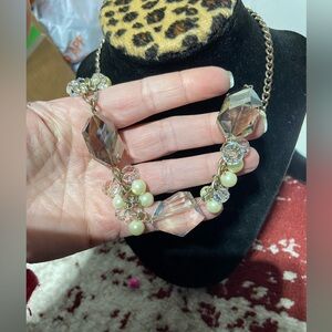 Elegant Chunky Faceted Bead  and imitation Pearl Necklace